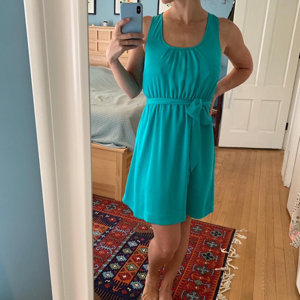 Banana republic dress, size 00P, turquoise silk. Worn twice.
